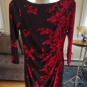 Chaps black and burgundy cinch waist dress size s